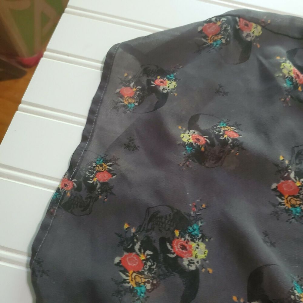 Torrid Black Floral Sheer Button Back Blouse - Picture 8 of 8
